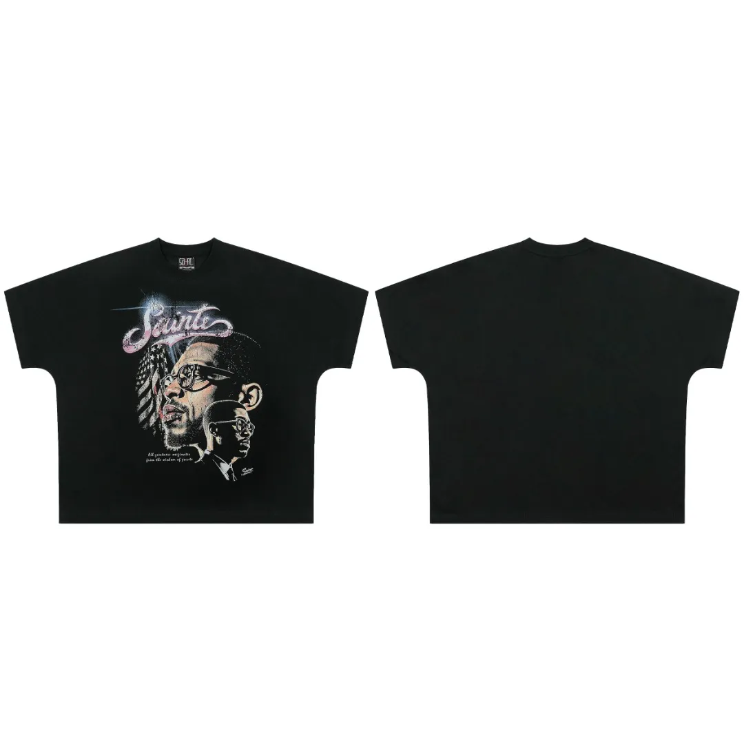 SAINT vintage American trendy special version one-piece short-sleeved T-shirt Wholesale price: 118 Size: M L XL Style number: 2150 Color: black